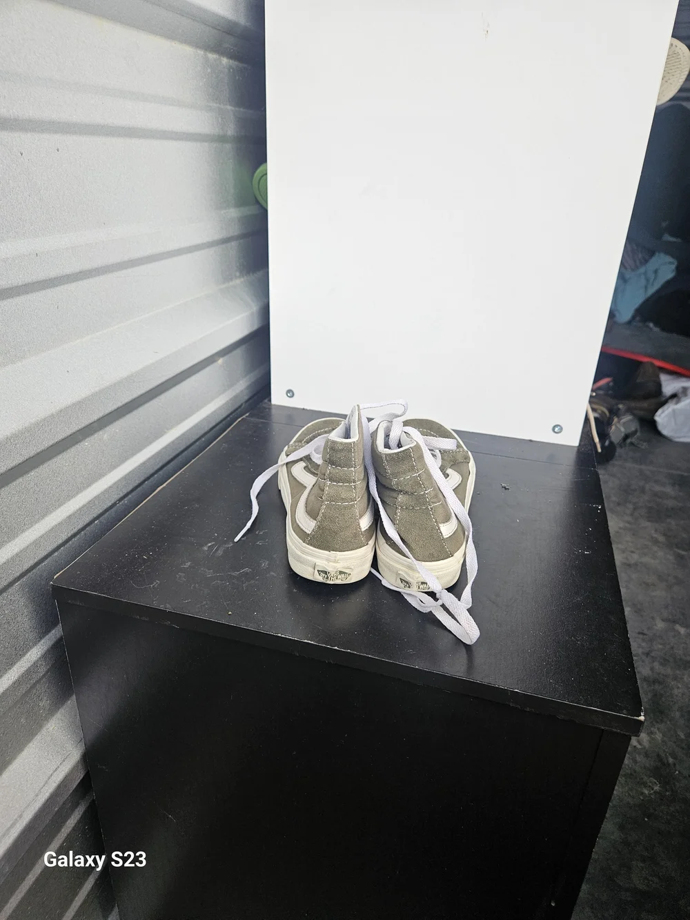 Vans Sk8-Hi High-Top Sneakers in Olive with White Stripe